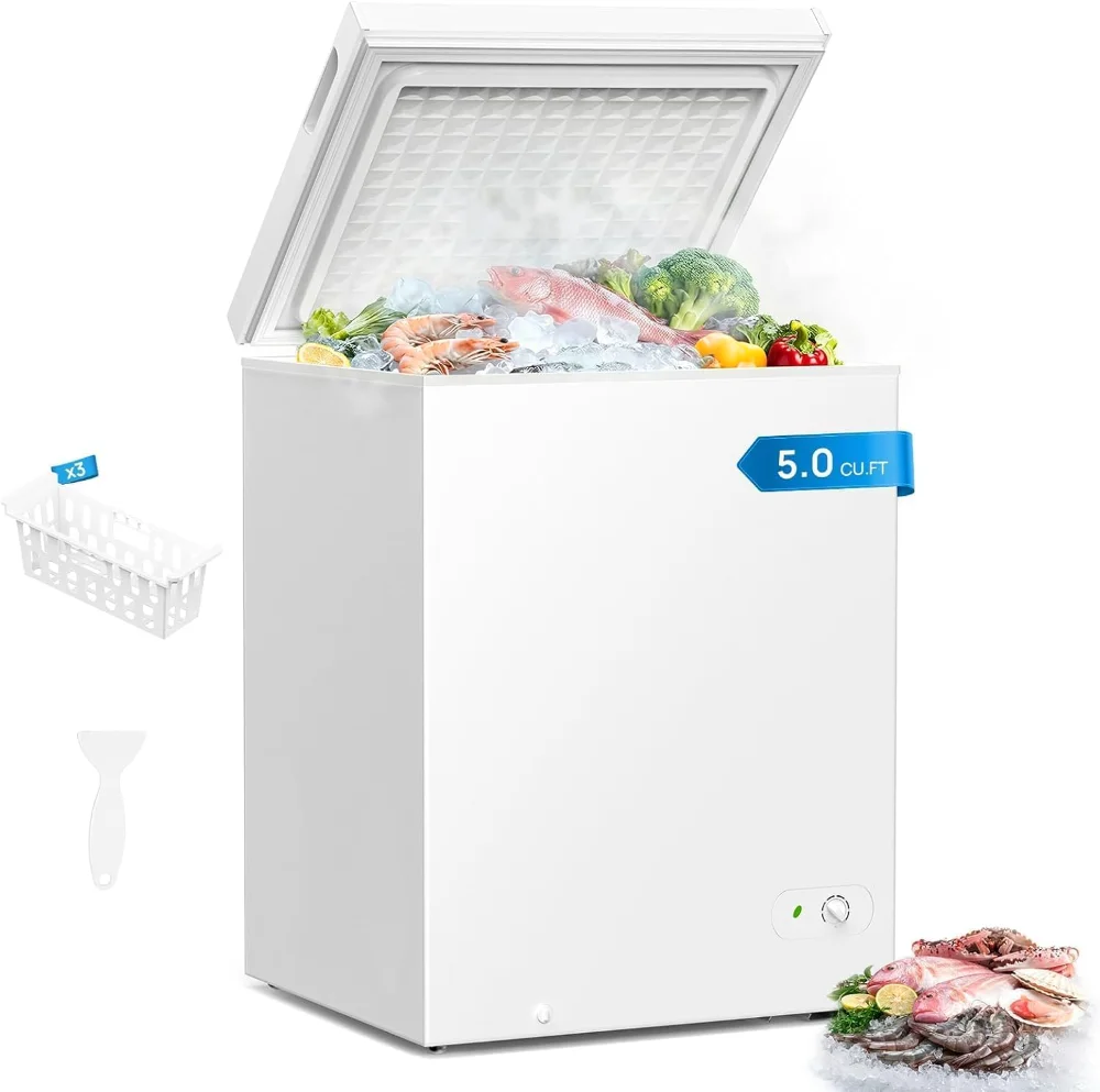 ELECTACTIC Chest Freezer, 5 cu ft, White