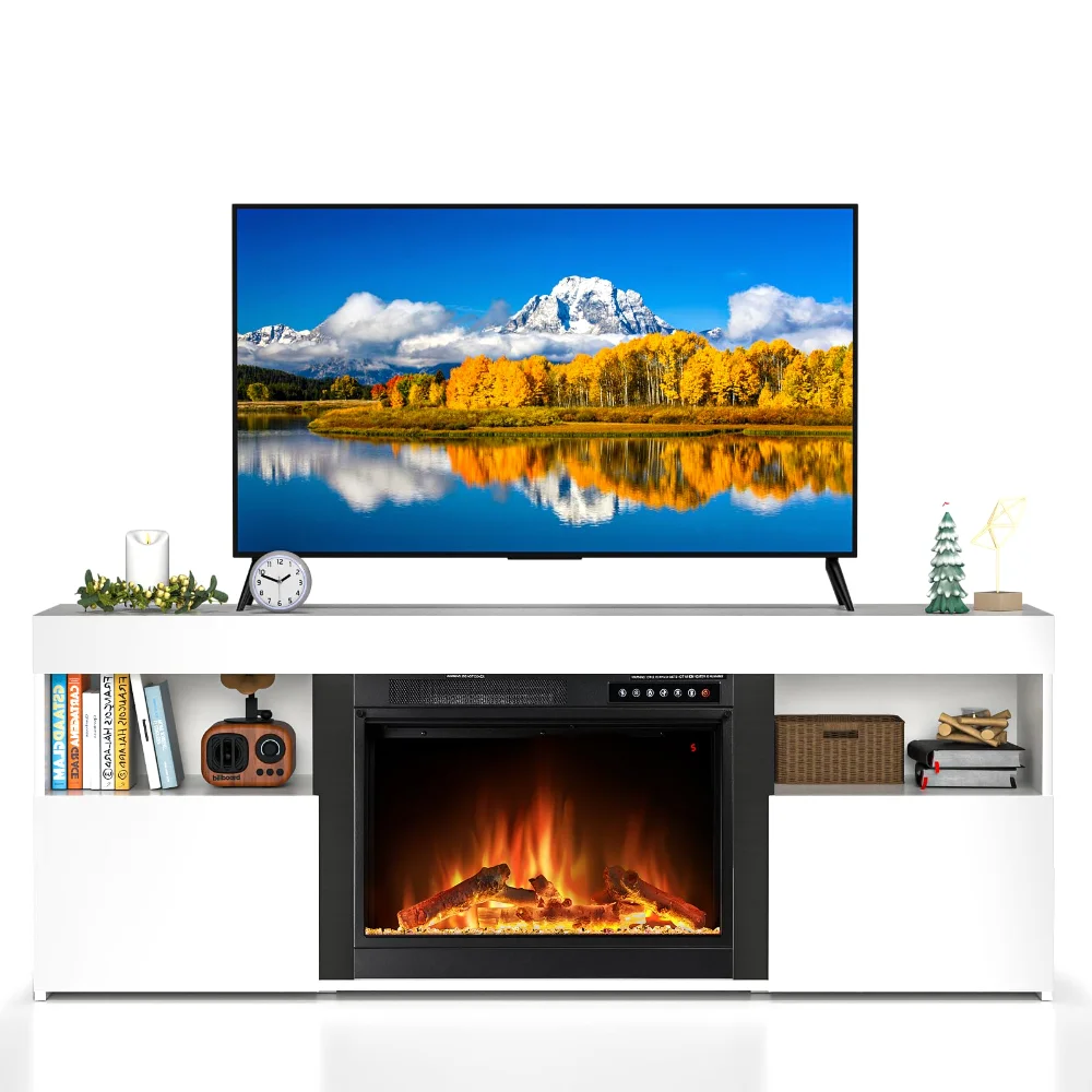ELECTACTIC Fireplace TV Stand, 59 in, White