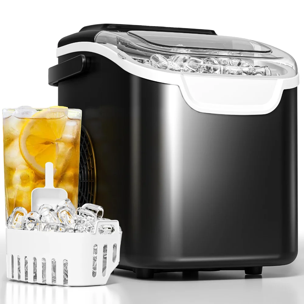 ELECTACTIC Countertop Ice Maker, 26.5 lbs/24h, Black