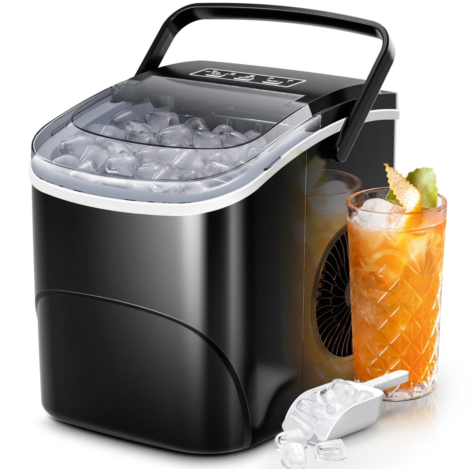 Countertop Ice Maker, 26 lbs/24h, Black