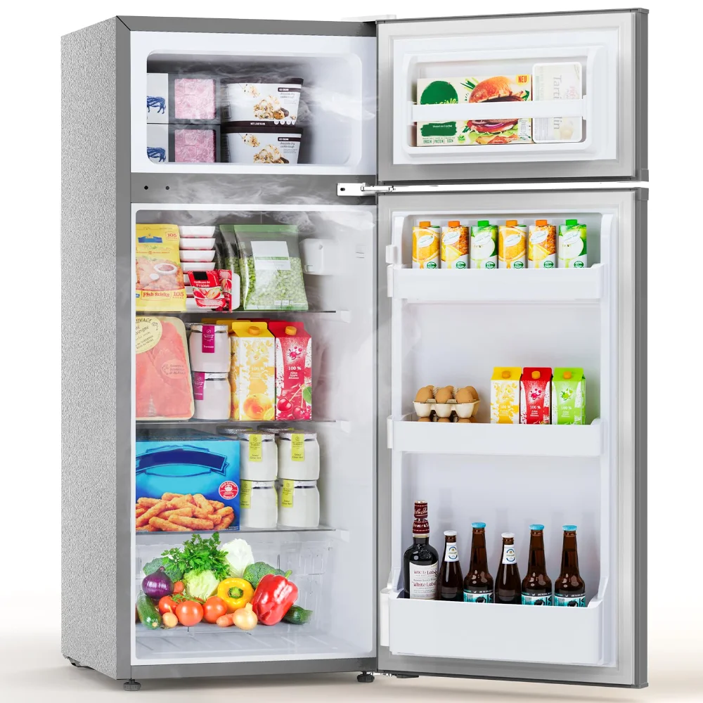 ELECTACTIC Mini Fridge with Freezer, 4.5 cu ft, Grey