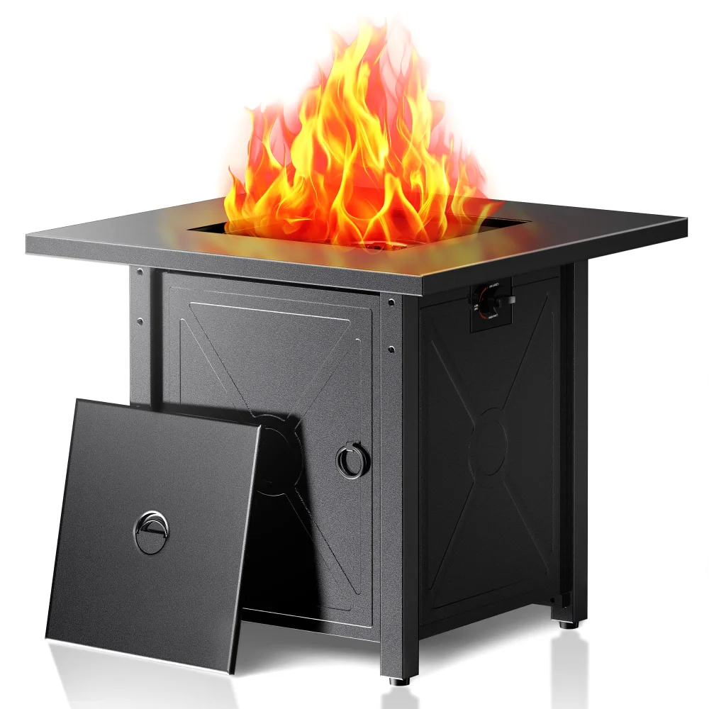 ELECTACTIC Propane Fire Pit, 50,000 BTU, Black