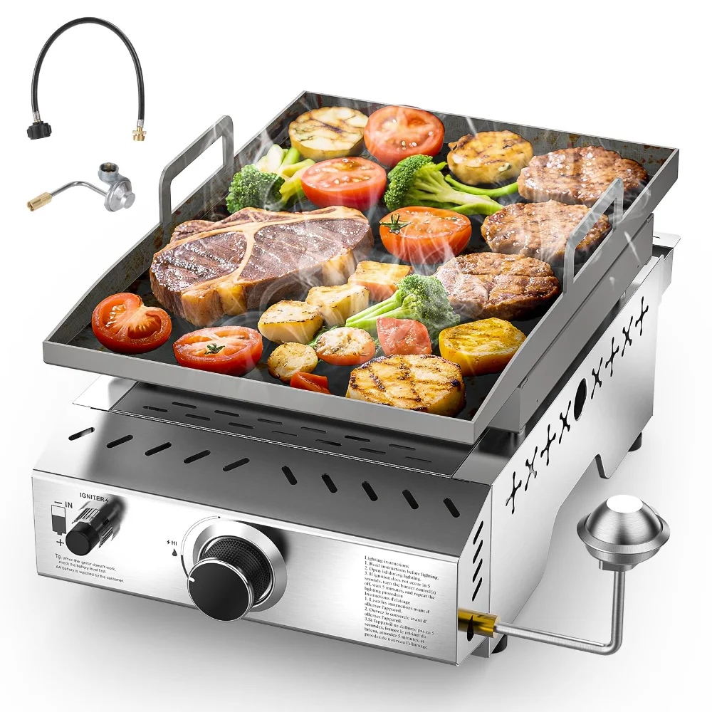 ELECTACTIC Tabletop Gas Grill, 8,000 BTU, Stainless Steel