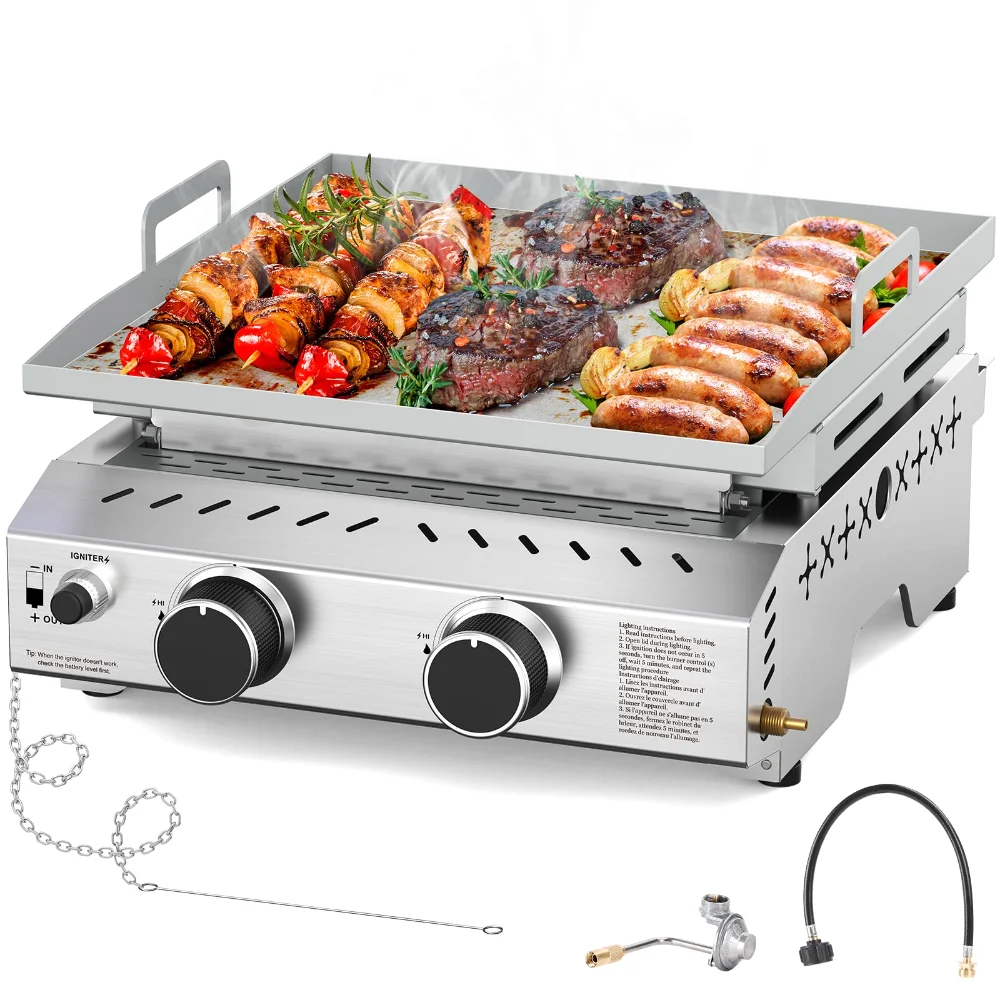 ELECTACTIC Flat Top Griddle, 2 burners, Stainless Steel