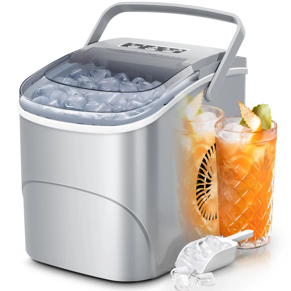 ELECTACTIC Countertop Ice Maker, 26 lbs/24h, Grey