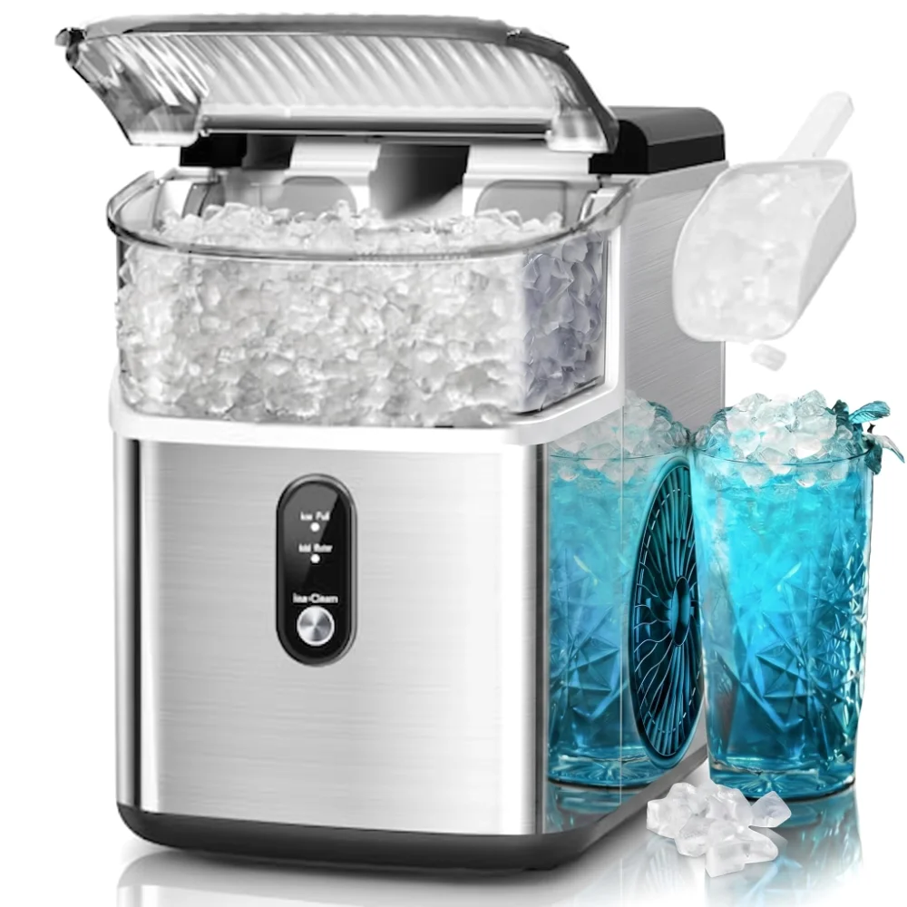 ELECTACTIC Nugget Ice Maker, 35 lbs/24h, Silver