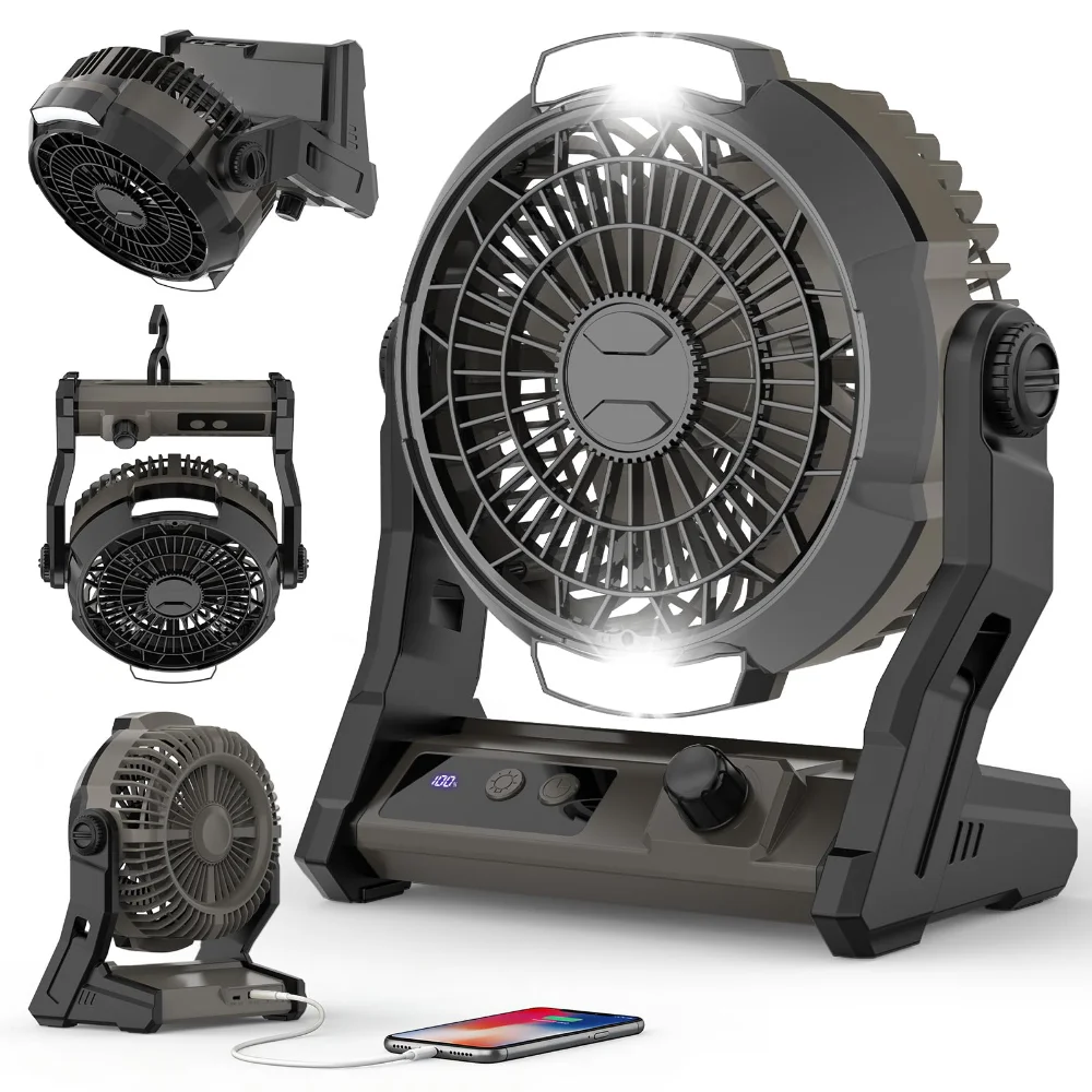 ELECTACTIC Camping Fan, Grey