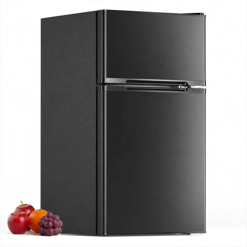 ELECTACTIC Mini Fridge with Freezer, 3.2 cu ft, Black