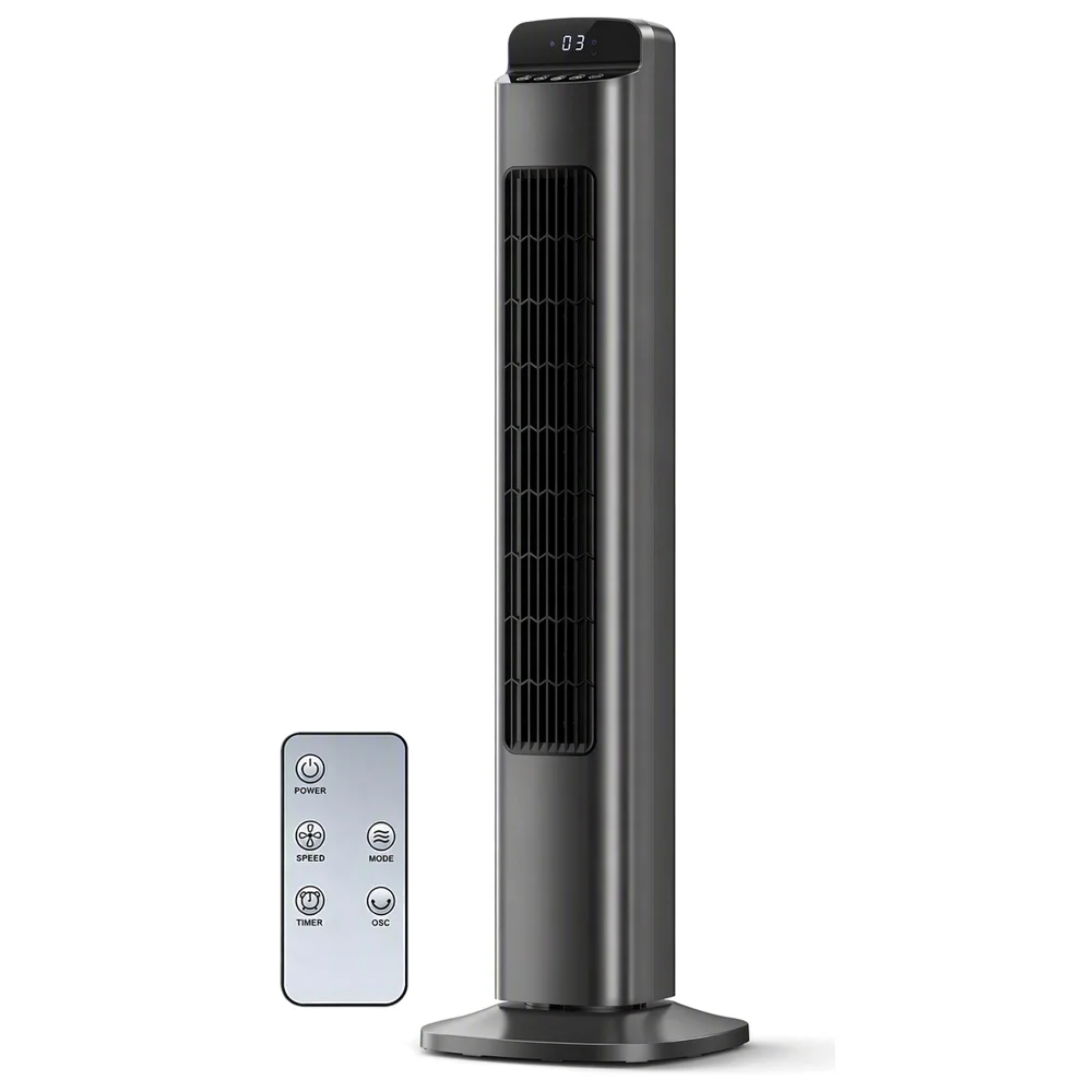 ELECTACTIC Tower Fan, 25 ft/s, Grey