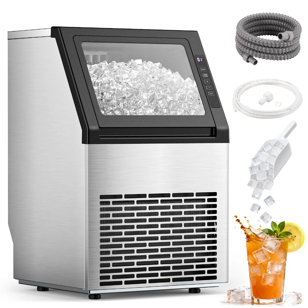 ELECTACTIC Commercial Ice Machine, 80 lbs/24h, Silver